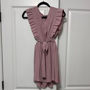 SHEIN Mauve Ruffle Tie-Waist Jumpsuit